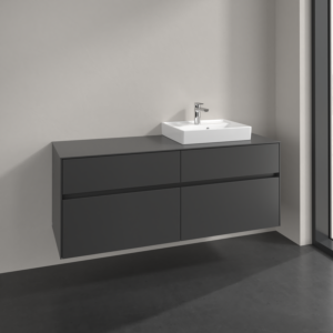 Villeroy et Boch Collaro meuble sous-vasque C075B0VR 140x54,8x50cm, meuble sous-vasque à droite, éclairage LED 10,4W, graphite
