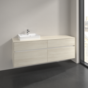 Villeroy et Boch Collaro meuble sous-vasque C078B0AA 160x54,8x50cm, meuble sous-vasque à gauche, éclairage LED 12W, chêne blanc