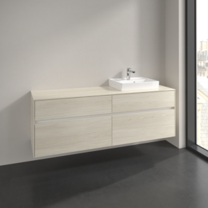 Villeroy et Boch Collaro meuble sous-vasque C079B0AA 160x54,8x50cm, meuble sous-vasque à droite, éclairage LED 12W, chêne blanc