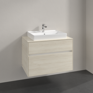 Villeroy et Boch Collaro meuble sous-vasque C080B0AA 80x54,8x50cm, vasque au milieu, éclairage LED 5,7 W, chêne blanc