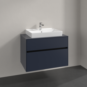 Villeroy et Boch Collaro meuble sous-vasque C080B0VQ 80x54,8x50cm, vasque au milieu, éclairage LED 5,7 W, bleu marine
