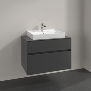 Villeroy et Boch Collaro meuble sous-vasque C080B0VR 80x54,8x50cm, vasque au milieu, éclairage LED 5,7 W, graphite