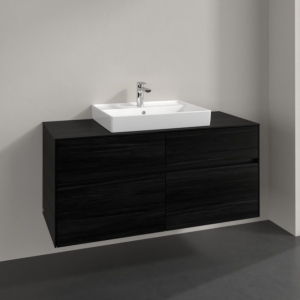 Villeroy et Boch Collaro meuble sous-vasque C081B0AB 120x54,8x50cm, vasque au milieu, éclairage LED 8,8 W, chêne noir