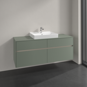 Villeroy and Boch Collaro vanity unit C084B0AF 140x54.8x50cm, washbasin in the middle, LED lighting 10.4 W, soft green