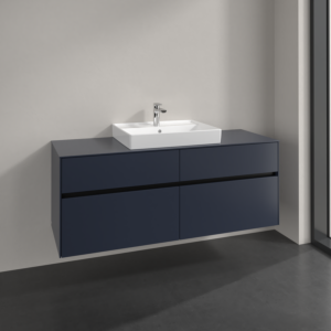 Villeroy and Boch Collaro vanity unit C084B0VQ 140x54.8x50cm, washbasin in the middle, LED lighting 10.4 W, marine blue