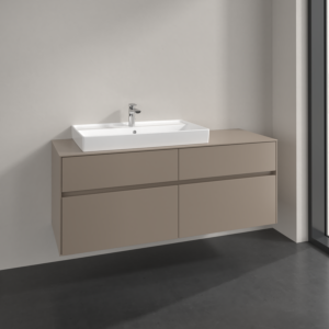 Villeroy und Boch Collaro Waschtischunterschrank C089B0VM 140x54,8x50cm, Waschtisch links, LED-Beleuchtung 10,4W, taupe