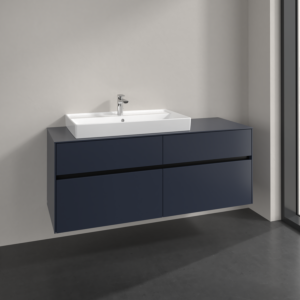 Villeroy und Boch Collaro Waschtischunterschrank C089B0VQ 140x54,8x50cm, Waschtisch links, LED-Beleuchtung 10,4W, marine blue