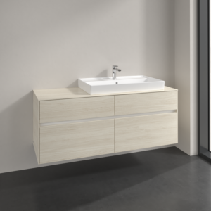Villeroy et Boch Collaro meuble sous-vasque C090B0AA 140x54,8x50cm, meuble sous-vasque à droite, avec éclairage LED, chêne blanc