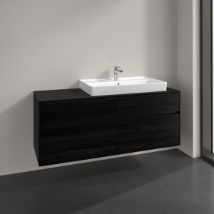 Villeroy und Boch Collaro Waschtischunterschrank C090B0AB 140x54,8x50cm, Waschtisch rechts, mit LED-Beleuchtung, black oak