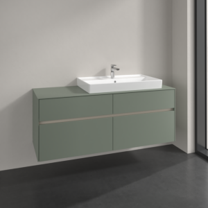 Villeroy et Boch Collaro meuble sous-vasque C09000AF 140x54,8x50cm, meuble sous-vasque à droite, vert tendre