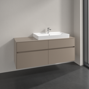 Villeroy und Boch Collaro Waschtischunterschrank C090B0VM 140x54,8x50cm, Waschtisch rechts, mit LED-Beleuchtung, taupe