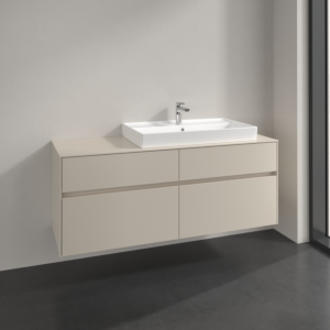 Villeroy und Boch Collaro Waschtischunterschrank C090B0VN 140x54,8x50cm, Waschtisch rechts, mit LED-Beleuchtung, cashmere grey