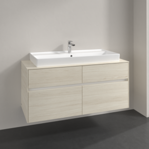 Villeroy et Boch Collaro meuble sous-vasque C091B0AA 120x54,8x50cm, vasque au milieu, éclairage LED 8,8 W, chêne blanc