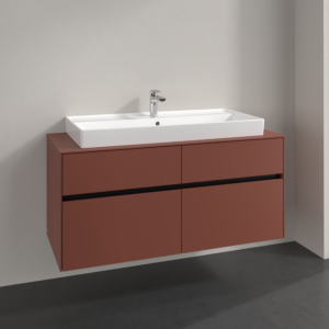 Villeroy und Boch Collaro Waschtischunterschrank C092B0AH 140x54,8x50cm, Waschtisch mittig, LED-Beleuchtung 10,4 W, wine red