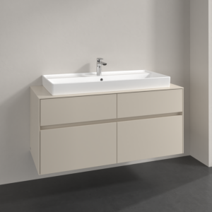 Villeroy and Boch Collaro vanity unit C091B0VN 120x54.8x50cm, washbasin in the middle, LED lighting 8.8 W, cashmere grey