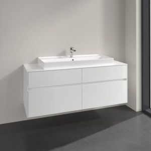 Villeroy et Boch Collaro meuble sous-vasque C09200DH 140x54,8x50cm, vasque centrale, Blanc Brillant