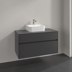 Villeroy et Boch Collaro meuble sous-vasque C094B0VR 100x54,8x50cm, vasque au milieu, éclairage LED 7,3 W, graphite