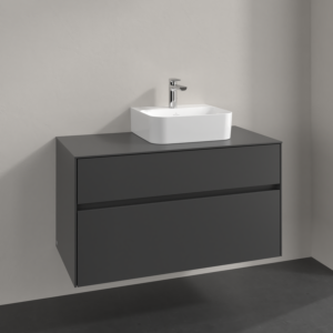Villeroy et Boch Collaro meuble sous-vasque C096B0VR 100x54,8x50cm, meuble sous-vasque à droite, éclairage LED 7,3 W, graphite