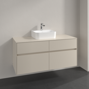 Villeroy and Boch Collaro vanity unit C097B0VN 120x54.8x50cm, washbasin in the middle, LED lighting 8.8 W, cashmere grey