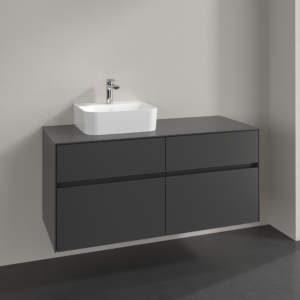Meuble sous-vasque Villeroy et Boch Collaro C098B0VR 120x54,8x50cm, vasque à gauche, éclairage LED 8,8 W, graphite