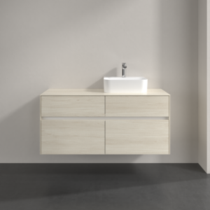 Meuble sous-vasque Villeroy et Boch Collaro C099B0AA 120x54,8x50cm, vasque à droite, éclairage LED 8,8 W, chêne blanc