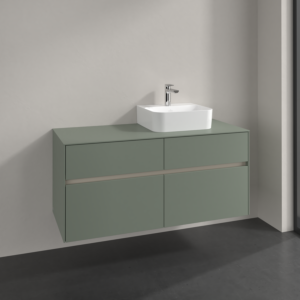 Meuble sous-vasque Villeroy et Boch Collaro C099B0AF 120x54,8x50cm, vasque à droite, éclairage LED 8,8 W, vert tendre