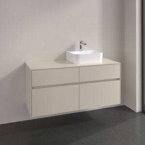 Villeroy und Boch Collaro Waschtischunterschrank C099B0VN 120x54,8x50cm, Waschtisch rechts, LED-Beleuchtung 8,8 W, cashmere grey