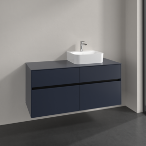 Meuble sous-vasque Villeroy et Boch Collaro C099B0VQ 120x54,8x50cm, vasque à droite, éclairage LED 8,8 W, bleu marine