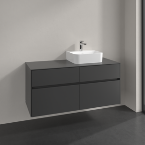 Meuble sous-vasque Villeroy et Boch Collaro C099B0VR 120x54,8x50cm, vasque à droite, éclairage LED 8,8 W, graphite
