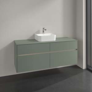 Meuble sous-lavabo Villeroy et Boch Collaro C10000AF 140x54,8x50cm, pour vasque au milieu, vert tendre