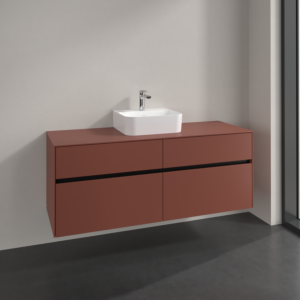 Villeroy und Boch Collaro Waschtischunterschrank C100B0AH 140x54,8x50cm, für Waschtisch mittig, LED-Beleuchtung 10,4W, wine red