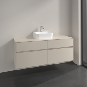 Villeroy and Boch Collaro vanity unit C100B0VN 140x54.8x50cm, for washbasin in the middle, LED lighting 10.4W, cashmere grey