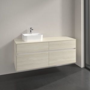 Meuble sous-vasque Villeroy et Boch Collaro C101B0AA 140x54,8x50cm, vasque à gauche, éclairage LED 10,4W, chêne blanc
