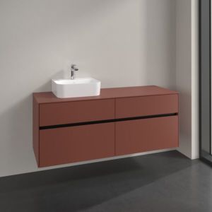 Villeroy und Boch Collaro Waschtischunterschrank C101B0AH 140x54,8x50cm, Waschtisch links, LED-Beleuchtung 10,4W, wine red