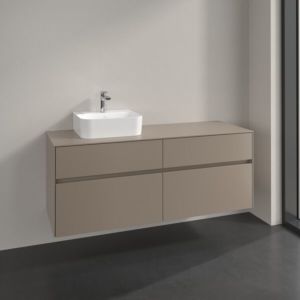 Villeroy und Boch Collaro Waschtischunterschrank C101B0VM 140x54,8x50cm, Waschtisch links, LED-Beleuchtung 10,4W, taupe