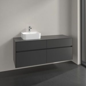 Meuble sous-vasque Villeroy et Boch Collaro C101B0VR 140x54,8x50cm, vasque à gauche, éclairage LED 10,4W, graphite