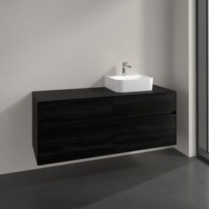 Villeroy und Boch Collaro Waschtischunterschrank C102B0AB 140x54,8x50cm, Waschtisch rechts, LED-Beleuchtung 10,4W, black oak