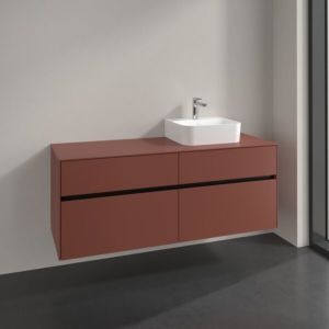 Villeroy und Boch Collaro Waschtischunterschrank C102B0AH 140x54,8x50cm, Waschtisch rechts, LED-Beleuchtung 10,4W, wine red