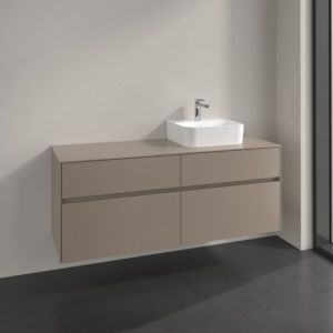 Villeroy und Boch Collaro Waschtischunterschrank C102B0VM 140x54,8x50cm, Waschtisch rechts, LED-Beleuchtung 10,4W, taupe