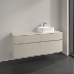 Villeroy and Boch Collaro vanity unit C102B0VN 140x54.8x50cm, washbasin right, LED lighting 10.4W, cashmere grey