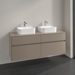 Villeroy und Boch Collaro Waschtischunterschrank C103B0VM 140x54,8x50cm, für 2 Waschtische, LED-Beleuchtung 10,4 W, taupe