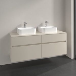 Villeroy und Boch Collaro Waschtischunterschrank C103B0VN 140x54,8x50cm, für 2 Waschtische, LED-Beleuchtung 10,4 W, cashmere grey