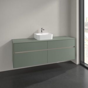 Meuble sous-vasque Villeroy et Boch Collaro C10400AF 160x54,8x50cm, vasque au milieu, vert tendre