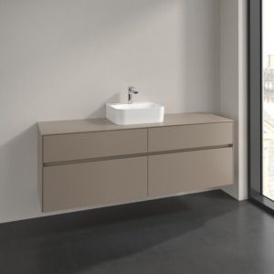 Villeroy und Boch Collaro Waschtischunterschrank C104B0VM 160x54,8x50cm, Waschtisch mittig, LED-Beleuchtung 12W, taupe