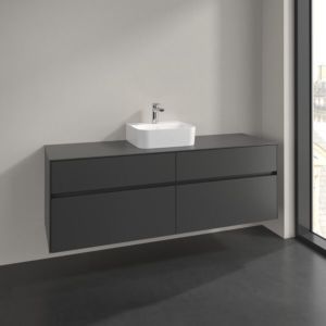 Meuble sous-vasque Villeroy et Boch Collaro C104B0VR 160x54,8x50cm, vasque au milieu, éclairage LED 12W, graphite