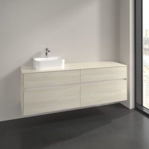 Meuble sous-vasque Villeroy et Boch Collaro C105B0AA 160x54,8x50cm, vasque à gauche, éclairage LED 12W, chêne blanc