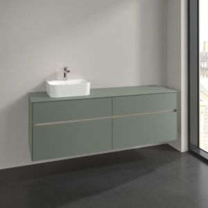 Meuble sous-vasque Villeroy et Boch Collaro C105B0AF 160x54,8x50cm, vasque à gauche, éclairage LED 12W, vert tendre