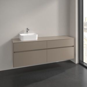 Villeroy und Boch Collaro Waschtischunterschrank C105B0VM 160x54,8x50cm, Waschtisch links, LED-Beleuchtung 12W, taupe