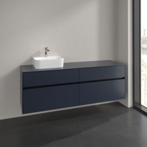 Meuble sous-vasque Villeroy et Boch Collaro C10500VQ 160x54,8x50cm, vasque à gauche, bleu marine