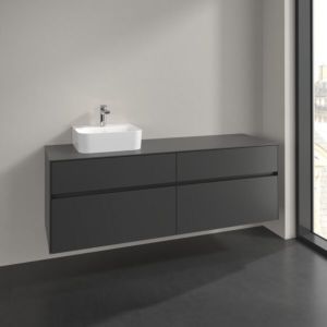 Meuble sous-vasque Villeroy et Boch Collaro C105B0VR 160x54,8x50cm, vasque à gauche, éclairage LED 12W, graphite